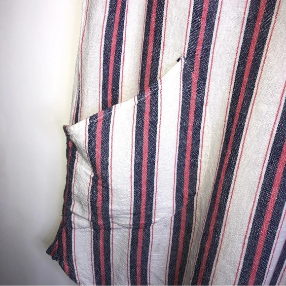 For Cynthia Coverup M Striped Blue/Red/White Pockets Hooded  Boho Hippy - Picture 8 of 10